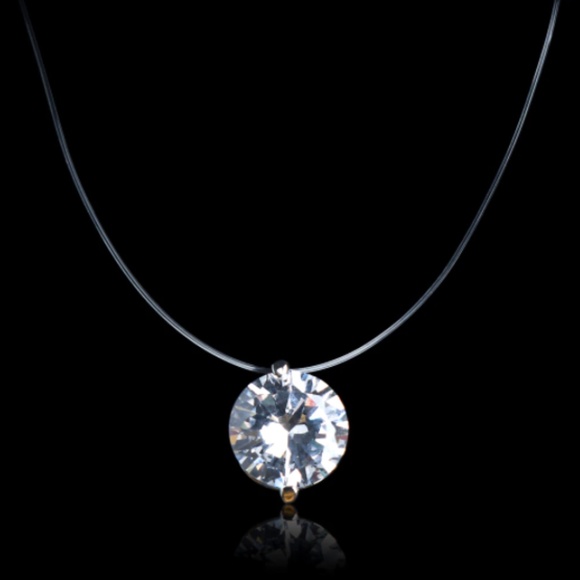 Round Simulated Diamond Invisible Choker Necklace - Picture 5 of 10